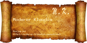 Moderer Klaudia névjegykártya